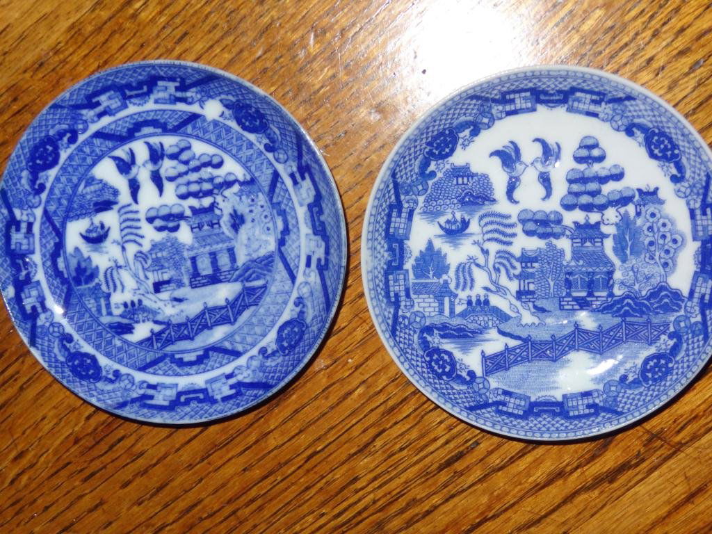 Vintage Child's Tea Sets: A number of pieces of a two play tea sets. All pieces are marked "made in Japan". Two cute sets.