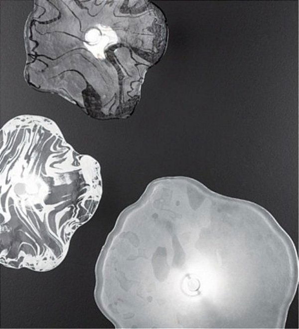 Marco Pagnoncelli: Macchi Black Wall/Ceiling Light: Macchi D40 Black - Wall/CLG Description Wall or ceiling lamp in transparent crystal with central decoration consisting of black coloured rings. Fixed structure in natural polished aluminium. Dimension