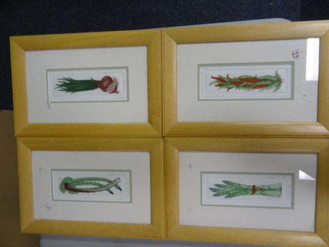 Tidwell, Baraba 4 signed & #'d Vegetable Prints: Each one measures 16.25 x 10.75 ". Each one is signed and numbered. Frames have scratches and dings but nothing that some sandpaper and spray paint can't fix up!