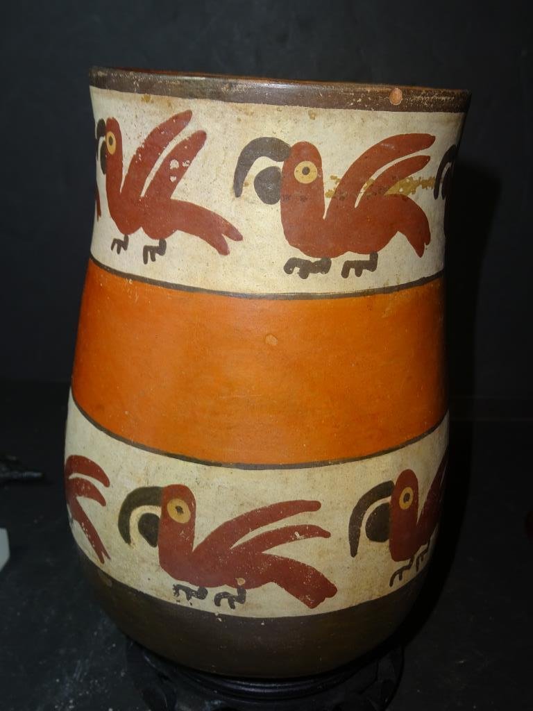 Pre-Columbian Nazca Painted Beaker 100BC-300AD: All Friedenberg Estate items are as described by Daniel Friedenberg, former curator at the Jewish Museum in New York City. New England Auction Company offers no guarantee as to the authenticity or the