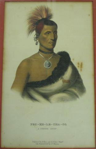 Thomas McKenney and James Hall, ''PES-KE-LE-CHA-C: Thomas McKenney and James Hall, ''PES-KE-LE-CHA-CO A Pawnee Chief'', Lithograph with Hand Coloring, after Charles Bird King, Published by Daniel Rice & A.N. Hart, Printed and Colored by J.T. Bowen, Ph