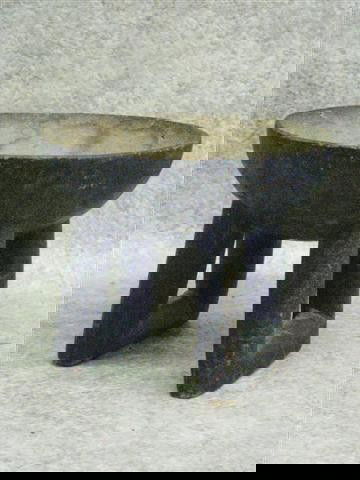 African Carved Bowl, on 2 ''U'' Legs, 7 1/2'' x 6'': African Carved Bowl, on 2 ''U'' Legs, 7 1/2'' x 6'', $75-$125.