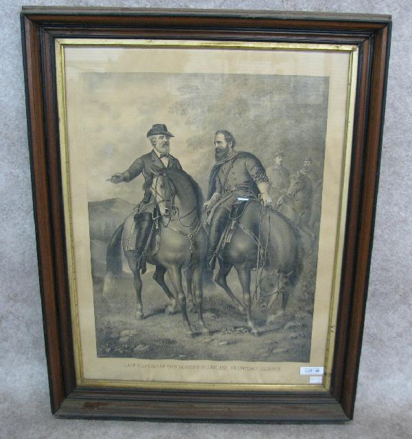 Engraving, ''Last Meeting of Gen. Robert E. Lee and: Engraving, ''Last Meeting of Gen. Robert E. Lee and Stonewall Jackson'', Sight Size: 27 1/2'' H x 20 1/2'' W, Period Walnut Shadowbox Frame, Overall: 33 1/4'' H x 26 1/4'' W, from the Ware Family Coll