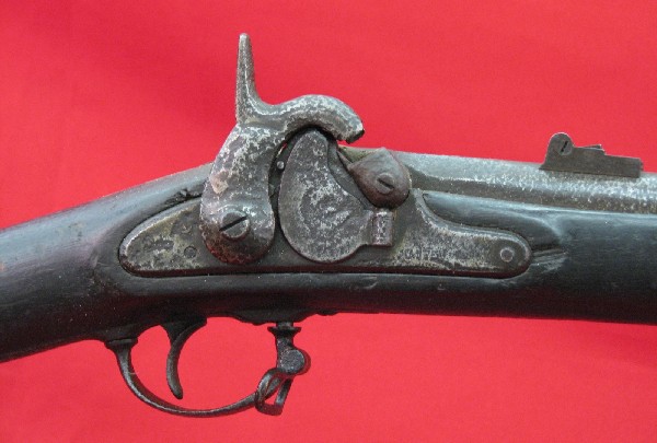 Harpers Ferry 1855 Musket, with Maynard Roll Cap, : Harpers Ferry 1855 Musket, with Maynard Roll Cap, .58 cal., Pitting Over All Metal Surfaces, Overall: 56'' L, $600-$1,000.