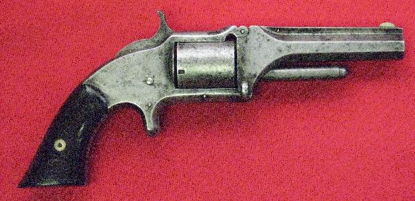 Smith & Wesson Revolver, Model 1 1/2, First Issue,: Smith & Wesson Revolver, Model 1 1/2, First Issue, Serial #26082, .32 Rimfire cal., 3 1/2'' Octagon Barrel with Rib, 5 Shot, Non-Fluted Cylinder, Produced 1865-1868, Barrel Marked ''Smith & Wesson, Sp