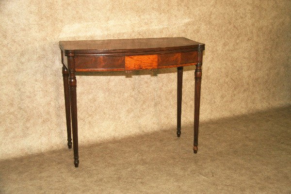 Game Table, Federal Style: Game Table, Mahogany and Satin Wood Veneer, Federal Style, Approximately 30 1/2'' H x 36'' W x 18'' D.