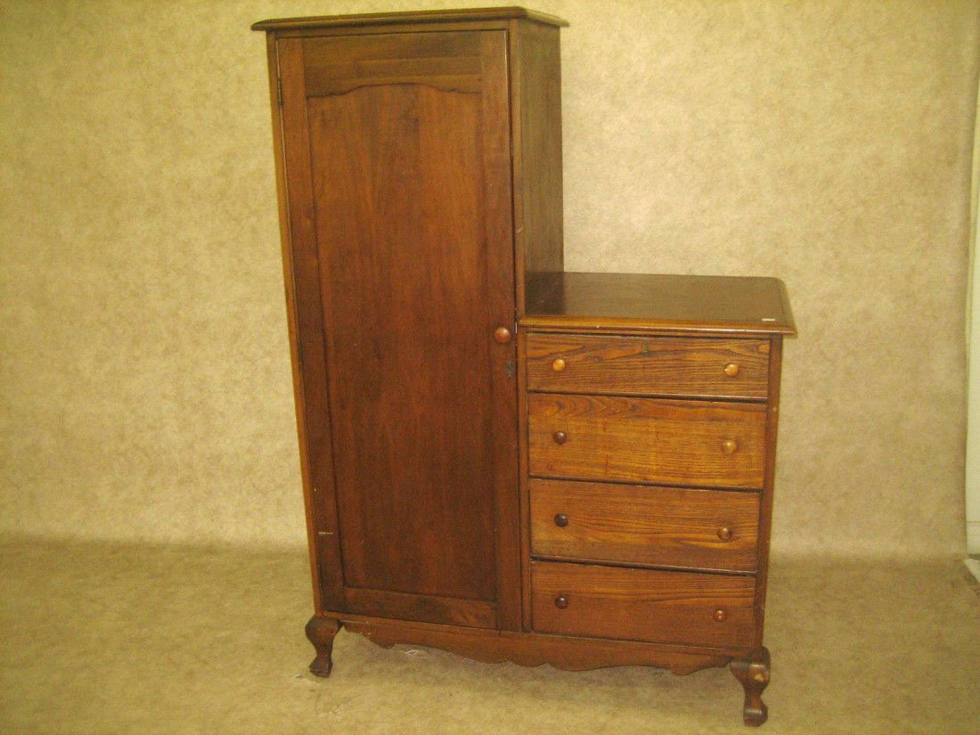 Walnut Chifferobe, Side-by-Side: Chifferobe, Side-by-Side, Walnut, 64'' H x 45'' W x 20'' D.