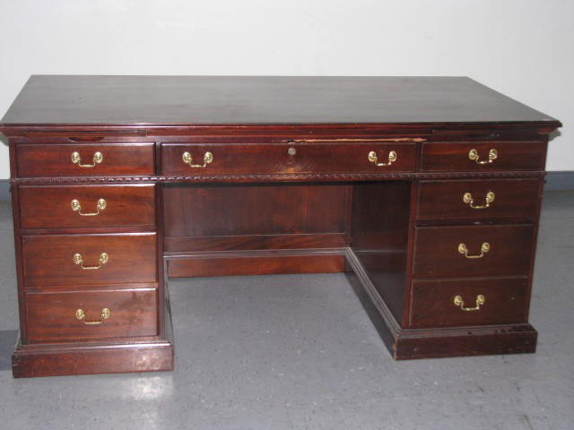 Mahogany Desk,: Desk, Mahogany, Partner Desk Form, 31'' H x 66'' W x 33 3/4'' D.