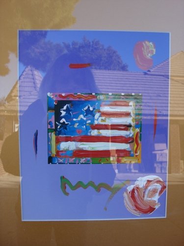 ORIGINAL Peter Max Acrylic on Paper Mixed Media "F: ORIGINAL Peter Max Acrylic on Paper Mixed Media "Flag" 14x9 comes with current COA
