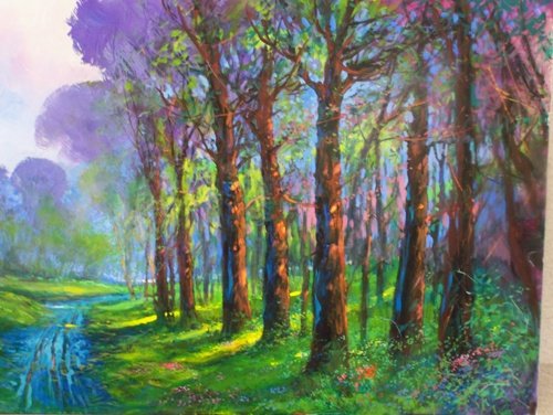 ORIGINAL Acrylic on Canvas by Michael Schofield: You are bidding on an ORIGINAL Acrylic on Canvas by Michael Schofield "Autumn Color". Unframed, size is about 20x24