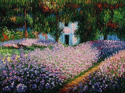 Sgd Ltd Ed Oil "Artist's Garden at Giverny" Monet: Signed Limited Edition Oil on Canvas attributed to Claude Monet; it has been hand embellished by authorized artist. 20x24 canvas. Hand painted oil reproduction of a famous Monet painting, Artist's Gar