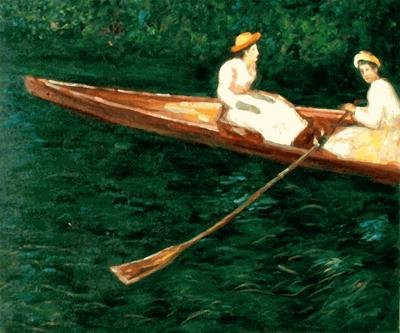 Signed Ltd Ed Oil "Boating on the River Epte" Monet