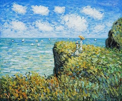 Signed Ltd Ed Oil "Cliff Walk at Pourville" Monet