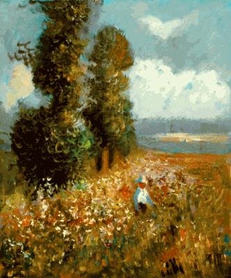 Signed Limited Ed Oil "Field with Poplars" Monet