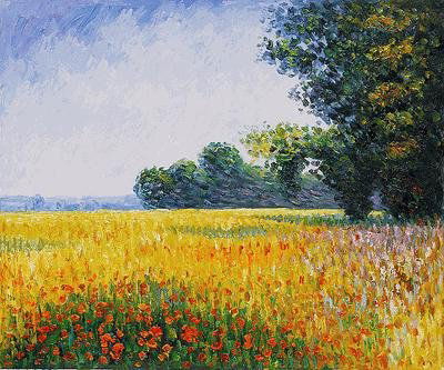 Signed Limited Edition Oil "Oat Fields" Monet: Signed Limited Edition Oil on Canvas attributed to Claude Monet; it has been hand embellished by authorized artist, comes with COA. 20x24 canvas. Hand painted oil reproduction of a famous Monet painti