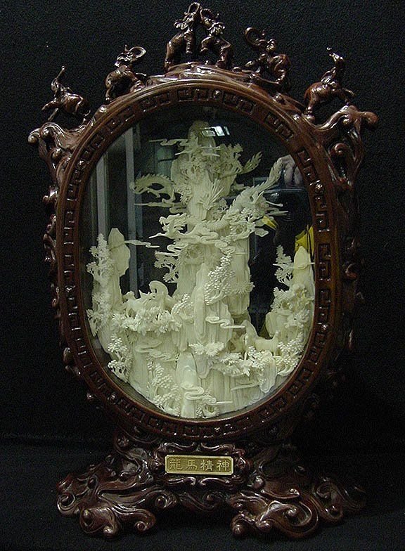 Framed Bone Dragon & Horses Mountain