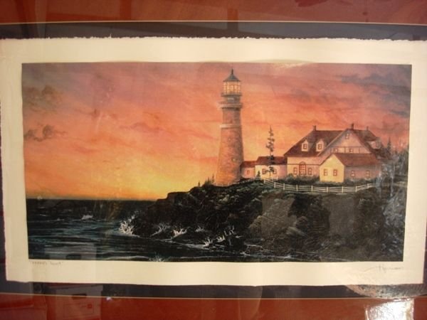 Signed Harrison Landscape Lithograph