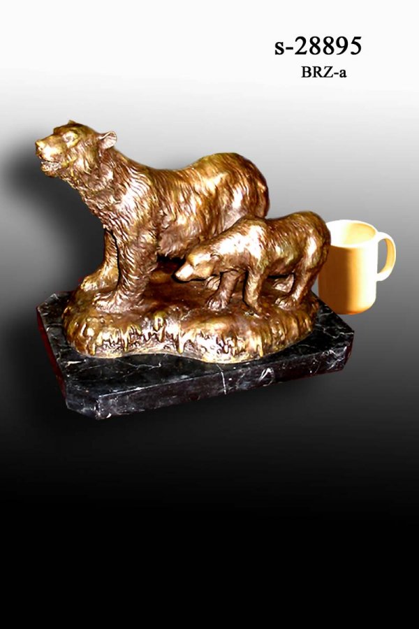 Bouret - Bronze Polar Bear with Cub: Bouret style Bronze Polar Bear with Cub, use mug to gauge dimensions of statue. Mug is about 4" tall. 28895