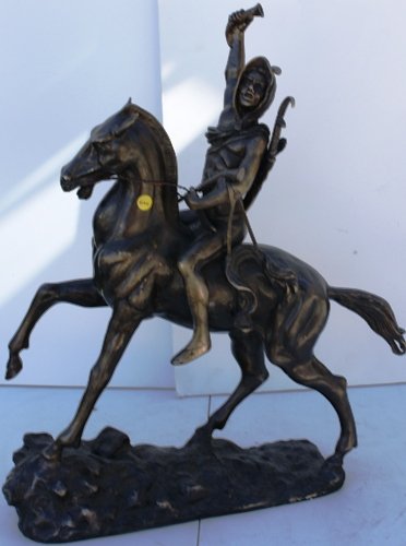 Signed Bronze Scalp by Remington: Signed bronze Scalp by Frederic Remington dimensions are about 22x14x6