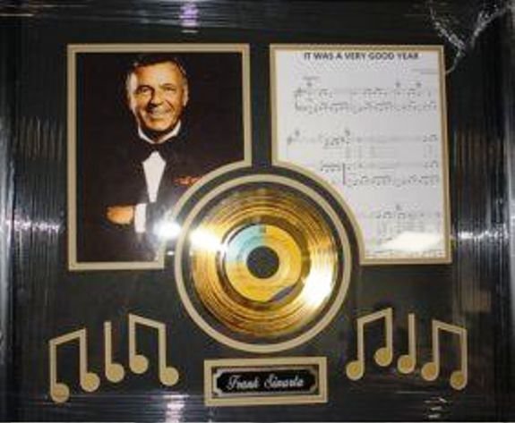 48: Frank Sinatra Music Sheet Gold Record: Frank Sinatra Music Sheet Gold Record, music sheet is a copy of the original sheet "It Was A Very Good Year" gold record is licensed and gold plated