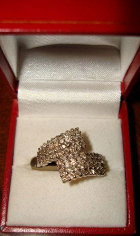 196: Ladies 10K White Gold Diamond Ring: Ladies 10K White Gold Diamond Ring 72 brilliant round cut diamonds, total weight of diamonds is about 2.00Ct