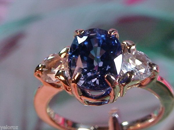 Rare Fancy Color Solitaire Blue SAPPHIRE 14kt Rin