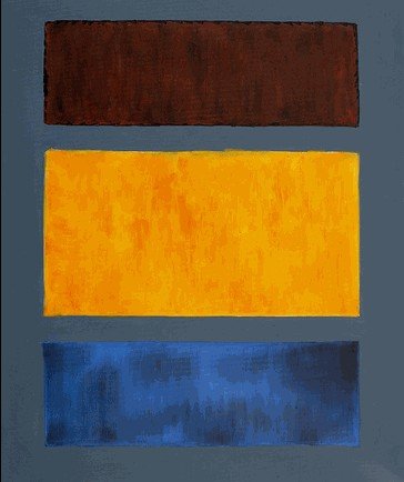 Rothko - Brown, Orange, Blue on Maroon: Hand painted oil reproduction of a famous Rothko painting, Brown, Orange, Blue on Maroon. Painting comes with a Certificate of Authenticity. Unframed and Stretched 20" X 24" Oil Painting On Canvas.