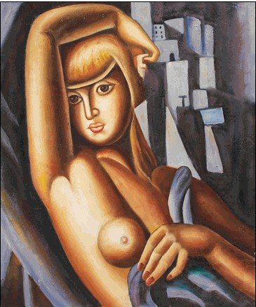 Lempicka - Portrait of Suzy Solidor Oil Painting: Portrait of Suzy Solidor was originally painted in 1933 by the Art Deco Master Tamara de Lempicka. This is a remarkable oil painting in-house artist signed limited edition with exceptional use of colo