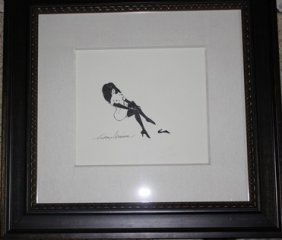 Original LeRoy Neiman Black Ink Femlin: Original black ink on paper by LeRoy Neiman "Femlin" beautifully framed comes with provenance