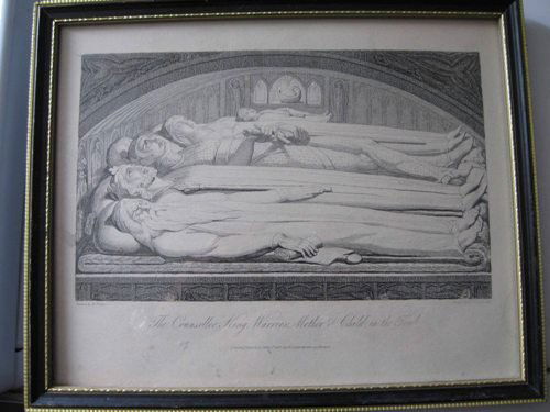 Engraving by L. Schiavonetti (English), drawn by W: L. Schiavonetti (English) & William Blake (English, 1757-1827). "The Counselor King", engraving. Circa 1813. Image dimension 8" x 10". Frame dimension 9" x 11". Framing in excellent condition.