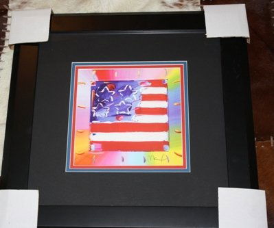 Peter Max Hand Signed Ltd.Ed. Serigraph: Peter Max Hand Signed Ltd.Ed. Serigraph "Flag" beautifully framed comes with all paperwork