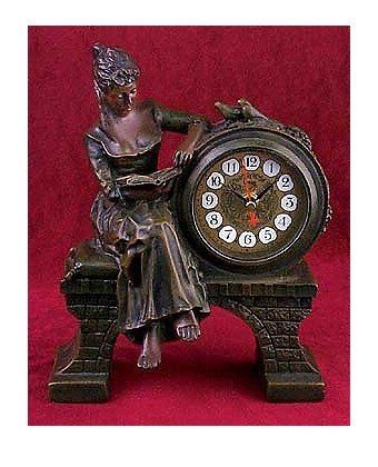 Lady on Bridge Desk Clock