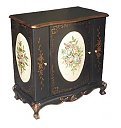 Bar. Black with floral design painted on front and