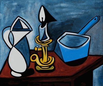 Picasso - Enamel Saucepan: Hand painted oil signed limited edition oil on canvas, 20x24 unframed stretched ; signed authorized in house artist in a limited edition series of a famous Picasso painting, Enamel Saucepan. The origi