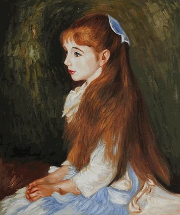 Renoir - Irene Cahen d'Anvers (1872-1963), 1880: Hand painted oil signed limited edition oil on canvas, 20x24 unframed stretched ; signed authorized in house artist in a limited edition series of a famous Renoir painting, Irene Cahen d'Anvers (1872-