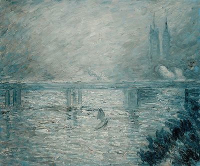 Monet - Charing Cross Bridge: Hand painted oil signed limited edition oil on canvas, 20x24 unframed stretched, signed authorized in house artist in a limited edition series (rr) of a famous Monet painting, Charing Cross Bridge. Th