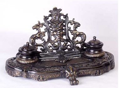 Inkwell. Dark bronze finish 51686: Dimensions: 7.00 H, 13.00 W, 1.00 D BG