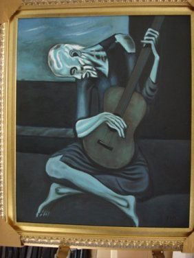 Signed Limited Edition Oil on Canvas by Picasso: Signed Limited Edition Oil on Canvas Attributed to Picasso, "The Old Guitarist 903" comes with coa