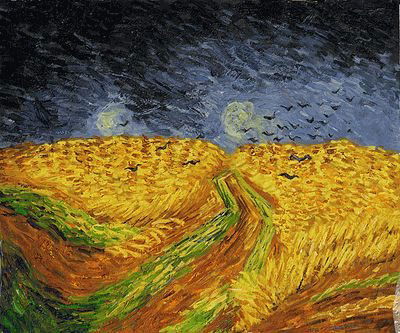 Van Gogh - Wheat Field With Crows: 20" X 24" Oil Painting On Canvas. Hand painted signed limited edition oil on canvas of one of the most famous Van Gogh paintings, Wheat Field With Crows. The original masterpiece was created in 1890.