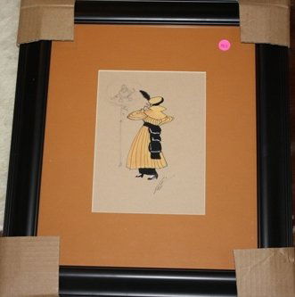 Original Erte Gouache: original gouache by artist Erte "Fantasie" beautifully framed comes with all paperwork