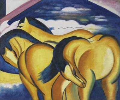 Marc - Little Yellow Horses: Little Yellow Horses is a handmade oil painting inspired by the style of Franz Marc. It would make a wonderful gift for anyone who loves horses.