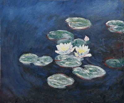 Monet - Waterlilies, Evening: Hand painted oil signed limited edition oil on canvas, 20x24 stretched, signed authorized in house artist in a limited edition series, comes with COA of a famous Monet painting, Waterlilies; Evening.