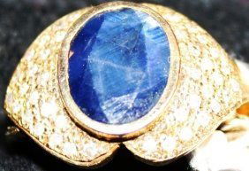 Ladies 10K Gold Blue Sapphire, Diamond Ring, 6.80: Ladies 10K Gold Blue Sapphire, Diamond Ring, 6.80ctw Sapphire, .62ctw diamonds. Comes with appraisal. 133CCJ