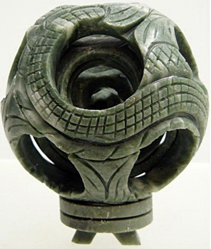 JADE 6-LAYER PUZZLE BALL (HJ093C): THIS WONDERFUL PIECE OF WORK IS MADE OF REAL JADE. IN ONE PIECE OF SOLID JADE, WE CARVED IN A FEW LAYERS AND IT IS CARVED FROM INSIDE OUT. THE MOST INTERESTING PART OF THIS ITEM IS THAT ALL THE BALLS 