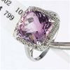 6.312 ctw. Amethyst & Diamond 10K Gold Ring: Center Gem Type: 6.2 ct. Genuine Amethyst Stone Center Gem Cut: Checkerboard Cushion Cut Accent Gem Type: 100% Genuine Diamond Accent Points Metal Type: Solid White Gold Metal stamp: 10K "Solid 10k