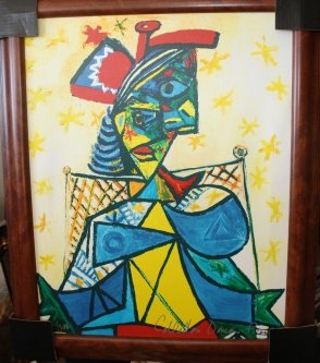 Collection Signed #'d Picasso Giclee: Estate collection signed limited edition giclee by Picasso "Woman in Red and Blue Hat" beautifully framed and comes with all paperwork