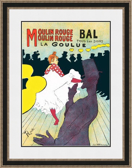 Poster, Moulin Rouge, 1890by Henri de Toulouse-Laut: Henri Marie Raymond de Toulouse-Lautrec-Monfa or simply Henri de Toulouse-Lautrec (24 November 1864 – 9 September 1901) was a French painter, printmaker, draughtsman, and illustrator, whose immersio
