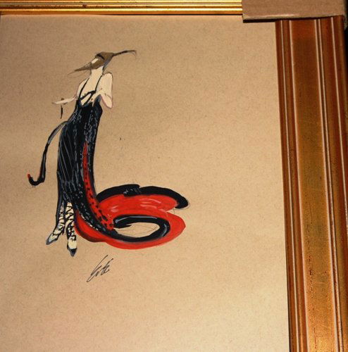 Original Erte Gouache: Original Gouache by artist Erte titled "Black Magic" beautifully framed comes with paperwork. Erte "I started work in the graphic medium rather late in life. I think that graphics is a form of express