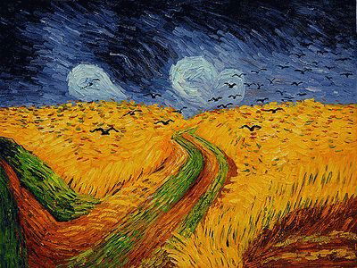 Van Gogh - Wheat Field With Crows: 30" X 40" Oil Painting On Canvas Hand painted oil reproduction of a famous Van Gogh painting, Wheat Field With Crows. The original masterpiece was created in 1890. Today it has been carefully recreate