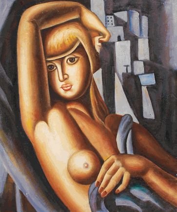 Lempicka - Portrait of Suzy Solidor Oil Painting: 20" X 24" Oil Painting On Canvas Portrait of Suzy Solidor was originally painted in 1933 by the Art Deco Master Tamara de Lempicka. This is a remarkable oil painting reproduction with exceptional use